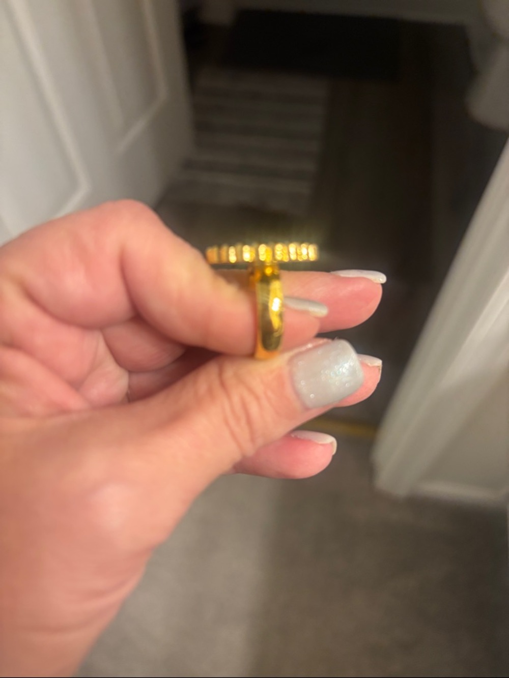 Coach Gold-Tone ring with Black and white logo Center - Picture 3 of 7